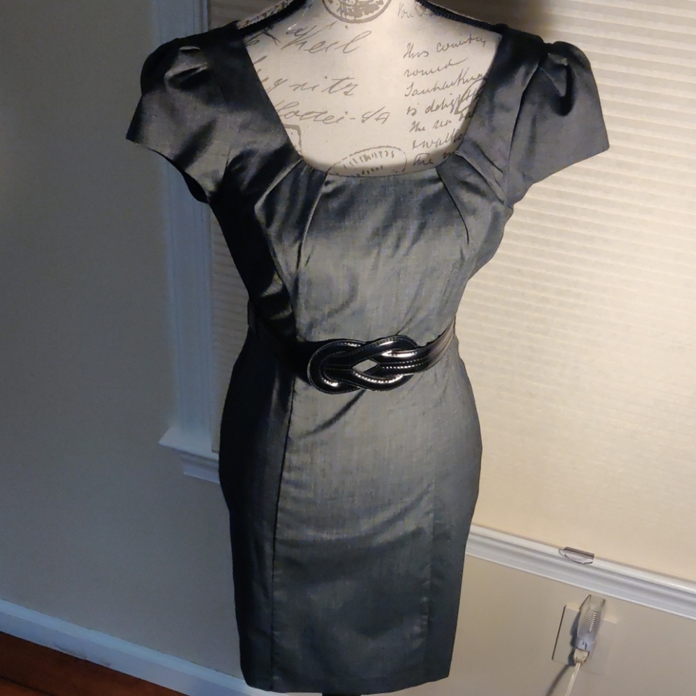 BWear Too Gray & Black Belted Dress